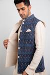 Shop_Arjan Dugal_Beige Linen Reversible Nehru Jacket_at_Aza_Fashions