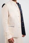 Buy_Arjan Dugal_Beige Linen Reversible Nehru Jacket_Online_at_Aza_Fashions