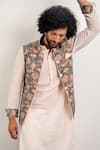 Arjan Dugal_Grey Linen Reversible Nehru Jacket  _Online_at_Aza_Fashions