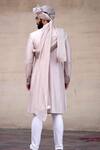 Shop_Arjan Dugal_Grey Chanderi Silk Sherwani Set _at_Aza_Fashions