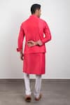 Shop_Arjan Dugal_Pink Chanderi Silk Handwoven Nehru Jacket _at_Aza_Fashions