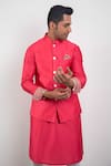 Arjan Dugal_Pink Chanderi Silk Handwoven Nehru Jacket _Online_at_Aza_Fashions