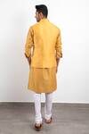 Shop_Arjan Dugal_Yellow Handwoven Chanderi Silk Nehru Jacket_at_Aza_Fashions