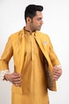 Arjan Dugal_Yellow Handwoven Chanderi Silk Nehru Jacket_Online_at_Aza_Fashions