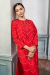 Buy_Anita Dongre_Red 100 % Silk Bandhani Pattern Keyhole Kunisha Kurta _Online_at_Aza_Fashions