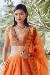 Shop_Anita Dongre_Orange Vinaya Lehenga_at_Aza_Fashions
