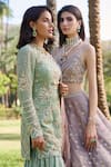 Sahil Kochhar_Green Silk Organza Adab Kurta And Sharara Set_Online_at_Aza_Fashions