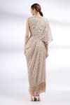 Shop_Divya Kanakia_Gold Lycra Round Sequin Pre-draped Pant Saree_at_Aza_Fashions