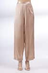 Shop_Divya Kanakia_Gold Lycra Round Sequin Pre-draped Pant Saree_Online_at_Aza_Fashions