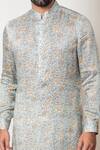 Shop_Arjan Dugal_Blue Modal Silk Printed Chintz Kurta Set  _Online_at_Aza_Fashions