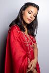 Buy Punit Balana Red Silk, Organza Embroidery, Tassels V-neck Surkh Laal Hand Angrakha Set Online Buy_Punit Balana_Red Silk, Organza Embroidery, Tassels V-neck Surkh Laal Hand Angrakha Set _Online