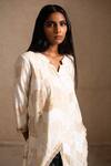 Priyanka Raajiv White Dupatta Tissue, Palazzo Silk Chanderi Adia Upcycled Patchwork Kurta Set at Aza Fashions Priyanka Raajiv_White Dupatta Tissue, Palazzo Silk Chanderi Adia Upcycled Patchwork Kurta Set _at_Aza_Fashions