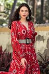 Buy_Payal Pratap_Red Cotton Silk V Neck Printed Tiered Maxi Dress  _Online_at_Aza_Fashions