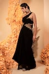 Shop_Adi By Aditya Khandelwl_Black Georgette Embroidery One Shoulder Draped Asymmetric Gown _Online_at_Aza_Fashions