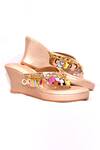 Shop_Foot Fuel_Gold Embroidery Admire Charm Embellished Wedges _at_Aza_Fashions