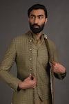 Arjan Dugal_Green Chanderi , Cotton Achkan And Kurta Set _Online_at_Aza_Fashions