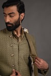 Buy_Arjan Dugal_Green Chanderi , Cotton Achkan And Kurta Set _Online_at_Aza_Fashions