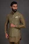 Buy Arjan Dugal Green Chanderi Silk Geometric Nehru Jacket Online at Aza Fashions Buy_Arjan Dugal_Green Chanderi Silk Geometric Nehru Jacket_Online_at_Aza_Fashions