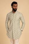 Buy Arjan Dugal Green Chanderi , Cotton Cross Stitch Embroidered Kurta Set at Aza Fashions Buy_Arjan Dugal_Green Chanderi , Cotton Cross Stitch Embroidered Kurta Set _at_Aza_Fashions