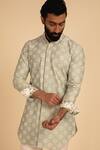 Arjan Dugal Green Chanderi , Cotton Cross Stitch Embroidered Kurta Set Online at Aza Fashions Arjan Dugal_Green Chanderi , Cotton Cross Stitch Embroidered Kurta Set _Online_at_Aza_Fashions