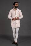 Buy_Arjan Dugal_Pink Chanderi Silk Embroidered Waistcoat _at_Aza_Fashions