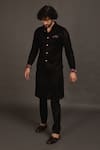 Buy_Arjan Dugal_Black Silk Georgette Embroidered Zig Zag Nehru Jacket _at_Aza_Fashions