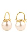 Shop_Anaash_White Pearl And Metal Stud Earrings_at_Aza_Fashions