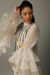 Amita Gupta_White Handwoven Silk Stand Collar Shirt_at_Aza_Fashions