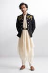 Buy_Agraj Jain_Black Cotton Twill Embroidery Zardozi Baroque Open Jacket  _at_Aza_Fashions