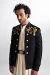 Agraj Jain_Black Cotton Twill Embroidery Zardozi Baroque Open Jacket  _Online_at_Aza_Fashions