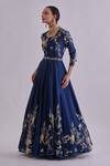 Buy_Alok & Harsh_Blue Pure Chanderi Embroidered Gown_at_Aza_Fashions