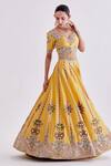 Alok & Harsh_Yellow Pure Chanderi Embroidered Lehenga Set_Online_at_Aza_Fashions