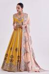 Buy_Alok & Harsh_Yellow Pure Chanderi Embroidered Lehenga Set_at_Aza_Fashions