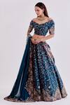 Buy_Alok & Harsh_Blue Pure Chanderi Off Shoulder Lehenga Set_at_Aza_Fashions