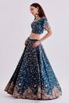 Alok & Harsh_Blue Pure Chanderi Off Shoulder Lehenga Set_Online_at_Aza_Fashions