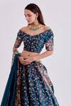 Buy_Alok & Harsh_Blue Pure Chanderi Off Shoulder Lehenga Set_Online_at_Aza_Fashions