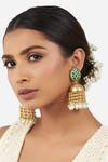 Buy_Ahaanya_Gold Plated Kundan Jhumkas_at_Aza_Fashions