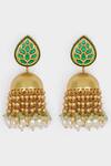 Shop_Ahaanya_Gold Plated Kundan Jhumkas_at_Aza_Fashions