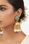 Buy_Ahaanya_Gold Plated Kundan Jhumkas_Online_at_Aza_Fashions