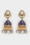 Shop_Ahaanya_Gold Plated Kundan Jhumkas_at_Aza_Fashions