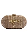 Buy_Sabyasachi_Gold Embellished Royal Bengal Minaudiere Clutch _at_Aza_Fashions