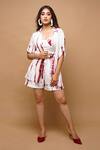Buy_Ahi Clothing_White Cotton Silk Tie Dye Shirt Collar, Top Sweetheart Neck And Shorts Set_at_Aza_Fashions