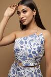 Ahi Clothing White Cotton Block Print One Shoulder Asymmerical Flower Top And Skirt Set Online at Aza Fashions Ahi Clothing_White Cotton Block Print One Shoulder Asymmerical Flower Top And Skirt Set_Online_at_Aza_Fashions
