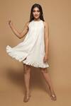 Ahi Clothing_White Cotton Shirt Dress_Online_at_Aza_Fashions