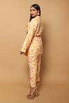 Shop_Ahi Clothing_Yellow Crepe Digital Print Lapel Collar Jacket And Pant Set_at_Aza_Fashions