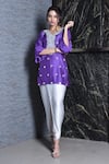 Buy_Seams Pret And Couture_Purple Raw Silk And Grand Satin Embroidery Mirror & Work Kurta & Dhoti Pant Set_Online_at_Aza_Fashions