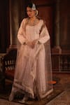 Ruh Clothing_Pink Kurta Georgette Pant Chanderi Chikankari Embroidered Anarkali Set _Online_at_Aza_Fashions