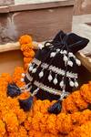 Shop_Ajiesh Oberoi_Blue Embroidery Velvet Potli Bag _at_Aza_Fashions