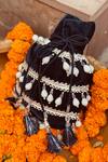 Ajiesh Oberoi_Blue Embroidery Velvet Potli Bag _Online_at_Aza_Fashions
