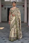 Buy_Archana Jaju_Beige Silk Embroidery Round Printed Saree With Blouse _Online_at_Aza_Fashions